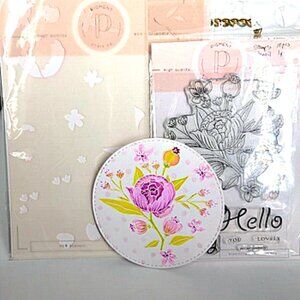 Pigment Craft Co. Retired Blooming Floral Photo-polymer 10 Stamp & 1 Stencil Set